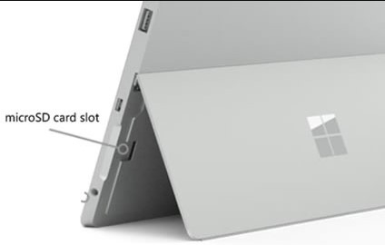 where is the sd card slot on surface pro 4