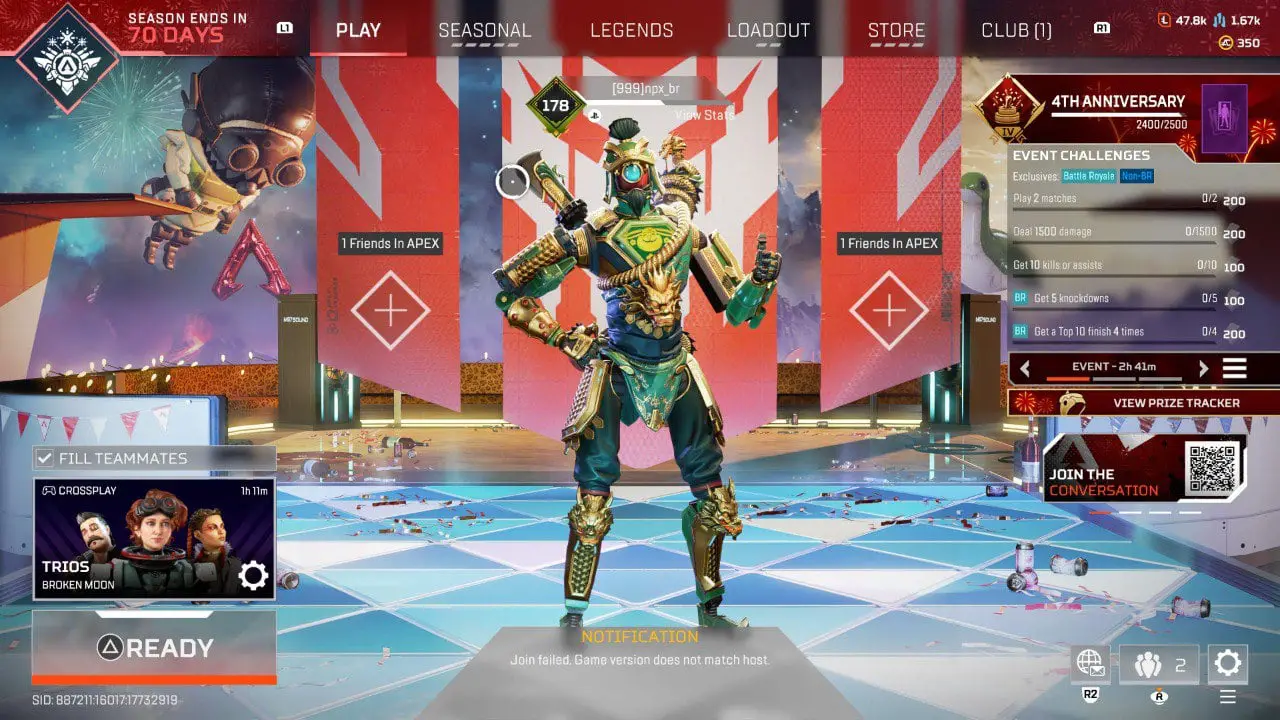Game Version Doesn'T Match Host Apex